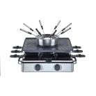 Simpex Professional RFG-35429 Raclette - Fondue Set 1500W 0.8L 8 személyes 2 az 1-ben nemesacél inox elektromos raclett grill és fondü szett ILAG bevonattal