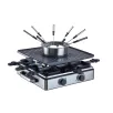   Simpex Professional RFG-35429 Raclette - Fondue Set 1500W 0.8L 8 személyes 2 az 1-ben nemesacél inox elektromos raclett grill és fondü szett ILAG bevonattal
