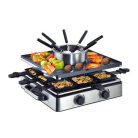 Simpex Professional RFG-35429 Raclette - Fondue Set 1500W 0.8L 8 személyes 2 az 1-ben nemesacél inox elektromos raclett grill és fondü szett ILAG bevonattal