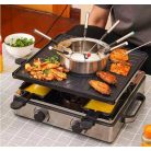Simpex Professional RFG-35429 Raclette - Fondue Set 1500W 0.8L 8 személyes 2 az 1-ben nemesacél inox elektromos raclett grill és fondü szett ILAG bevonattal