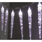 Simpex kültéri / beltéri jégfehér jégcsap füzér, 40 db 11 cm-es LED jégcsap (3.9 méter) hidegfér fényfüzér, jégcsapfüzér