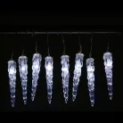 Simpex kültéri / beltéri jégfehér jégcsap füzér, 40 db 11 cm-es LED jégcsap (3.9 méter) hidegfér fényfüzér, jégcsapfüzér