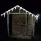 Simpex kültéri / beltéri jégfehér jégcsap füzér, 40 db 11 cm-es LED jégcsap (3.9 méter) hidegfér fényfüzér, jégcsapfüzér