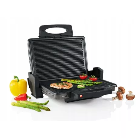 Simpex SKG 1700 kontaktgrill, acél kontakt grilll, 1700W grillsütő kivehető 30 x 20 cm sütőlapokkal
