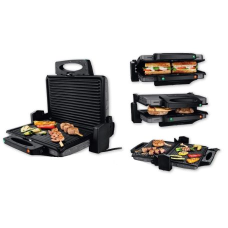 Bontott, szállítási SÉRÜLT Simpex SKG 1700 kontaktgrill, acél kontakt grilll, 1700W grillsütő kivehető 30 x 20 cm sütőlapokkal