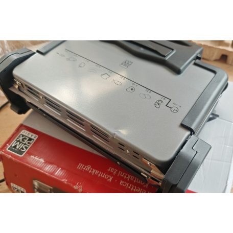 Bontott, szállítási SÉRÜLT Simpex SKG 1700 kontaktgrill, acél kontakt grilll, 1700W grillsütő kivehető 30 x 20 cm sütőlapokkal