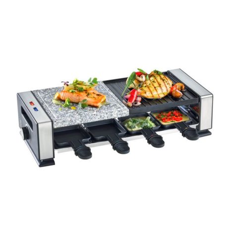 Simpex Basic SRGS 1200 félkőlapos 1200W elektromos 8 személyes raclette grill, raklett grillsütő osztott sütőlappal