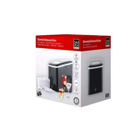 Simpex Basic fekete 150W 1.8L háztartási jégkocka készítő gép, jégkockagép, háztartási jégkocka gyártó készülék 12 kg / 24 óra kapacitással