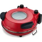 Smarton PO 300 Da Gennaro piros 1200W 30 cm elektromos pizzasütő, pizzakemence betekintő ablakkal, 305 x 10 mm pizzakővel, fém pizzalapáttal