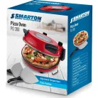 Smarton PO 300 Da Gennaro piros 1200W 30 cm elektromos pizzasütő, pizzakemence betekintő ablakkal, 305 x 10 mm pizzakővel, fém pizzalapáttal
