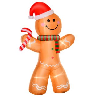   SnowMeister SM2450 Mézi Gingerman kültéri / beltéri 180 cm világító LED-es, felfújható mézeskalács karácsonyi dekoráció hálózati adapterrel, LED világítással