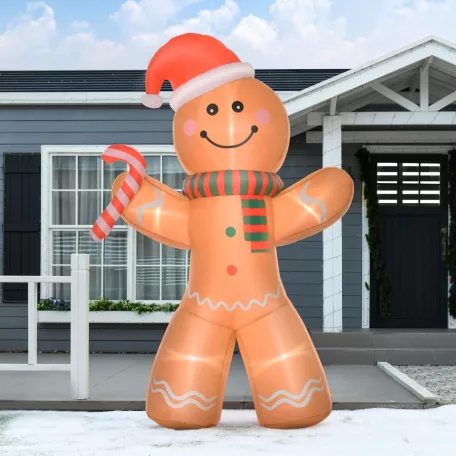 SnowMeister SM2450 Mézi Gingerman kültéri / beltéri 180 cm világító LED-es, felfújható mézeskalács karácsonyi dekoráció hálózati adapterrel, LED világítással