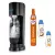 SodaCo R100B Royal Soda Maker MegaPack, fekete műanyag szódagép, házi szódakészítő 1 db 425g narancs ízesítésű CO2 patronnal, 2 x 500 ml ajándék szörppel és 1 db 1L szénsavasító palackkal