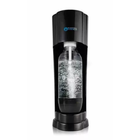 SodaCo R100B Royal Soda Maker MegaPack, fekete műanyag szódagép, házi szódakészítő 1 db 425g narancs ízesítésű CO2 patronnal, 2 x 500 ml ajándék szörppel és 1 db 1L szénsavasító palackkal