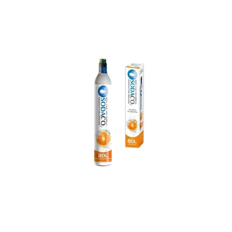 SodaCo R100B Royal Soda Maker MegaPack, fekete műanyag szódagép, házi szódakészítő 1 db 425g narancs ízesítésű CO2 patronnal, 2 x 500 ml ajándék szörppel és 1 db 1L szénsavasító palackkal