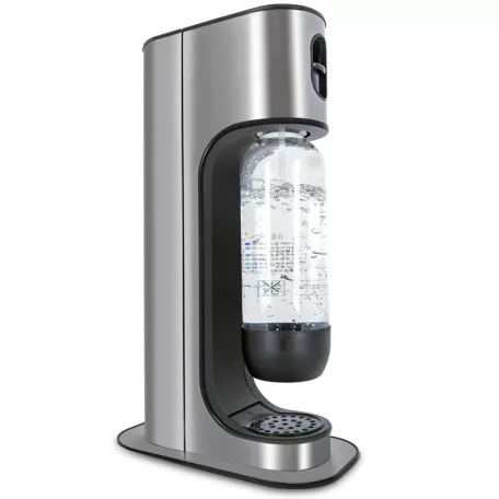 SodaCo S100S Stainless Steel Soda Maker nemesacél, inox szódagép, házi szódakészítő 1 db 425g CO2 patronnal és 1 db 1 literes szénsavasító palackkal