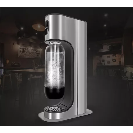 SodaCo S100S Stainless Steel Soda Maker nemesacél, inox szódagép, házi szódakészítő 1 db 425g CO2 patronnal és 1 db 1 literes szénsavasító palackkal