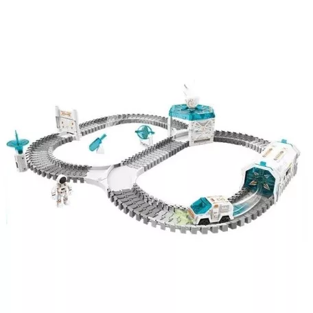 72Toys Space Explorer Spaceman Railway szett, 143 darabos űrállomás készlet projektorral, űrjárgánnyal és 2 űrhajóssal