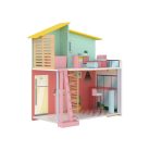 PlayTive Stella modern, rózsaszín / zöld fa babaház, 59 x 66 x 30 cm Puppenhaus, kétszintes babaház fából, 7 db kiegészítővel