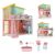 PlayTive Stella Puppenhaus modern fa babaház, 59 x 66 x 30 cm, kétszintes babaház fából, 7 db kiegészítővel (konyha, fürdőszoba, nappali, mozgatható lépcsőház) 
