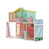   PlayTive Stella Puppenhaus modern fa babaház, 59 x 66 x 30 cm, kétszintes babaház fából, 7 db kiegészítővel (konyha, fürdőszoba, nappali, mozgatható lépcsőház) 