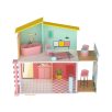   PlayTive Stella Puppenhaus modern fa babaház, 59 x 66 x 30 cm, kétszintes babaház fából, 7 db kiegészítővel (konyha, fürdőszoba, nappali, mozgatható lépcsőház) 