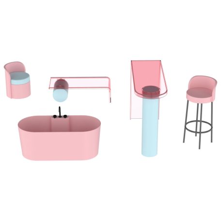 PlayTive Stella modern, rózsaszín / zöld fa babaház, 59 x 66 x 30 cm Puppenhaus, kétszintes babaház fából, 7 db kiegészítővel