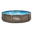 Summer Waves RATTAN Málta / Maui VT 305 x 76 cm fémvázas kerti medence szett vízforgatóval és védőtakaróval (RATMF305X76FPI-VT)