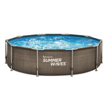 Summer Waves RATTAN Málta / Maui VT 305 x 76 cm fémvázas kerti medence szett vízforgatóval és védőtakaróval (RATMF305X76FPI-VT)