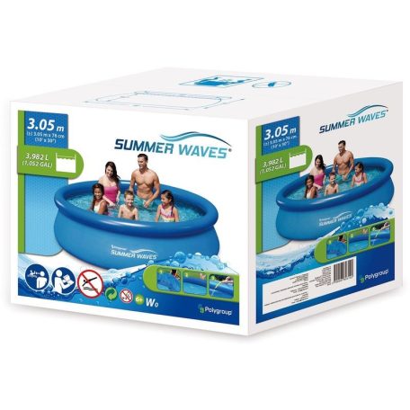 Summer Waves KORFU VFN 305 x 76 cm puhafalú, felfújható peremű kerti medence vízforgató nélkül 3982L