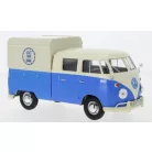 MotorMax Volkswagen Transporter T2 Food & Drink 1:24 kék-fehér 17 cm fém + műanyag modell autó, autómodell, nyitható büfékocsi