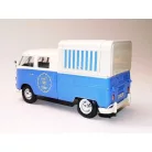 MotorMax Volkswagen Transporter T2 Food & Drink 1:24 kék-fehér 17 cm fém + műanyag modell autó, autómodell, nyitható büfékocsi