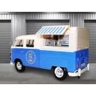 MotorMax Volkswagen Transporter T2 Food & Drink 1:24 kék-fehér 17 cm fém + műanyag modell autó, autómodell, nyitható büfékocsi