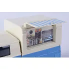 MotorMax Volkswagen Transporter T2 Food & Drink 1:24 kék-fehér 17 cm fém + műanyag modell autó, autómodell, nyitható büfékocsi