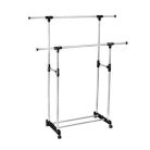 Tarrington Houe 89 x 44 x 94 - 165 cm teleszkópos, guruló inox dupla ruhaállvány, gardróbállvány és cipőtároló