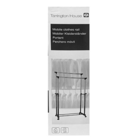 Tarrington Houe 89 x 44 x 94 - 165 cm teleszkópos, guruló inox dupla ruhaállvány, gardróbállvány és cipőtároló