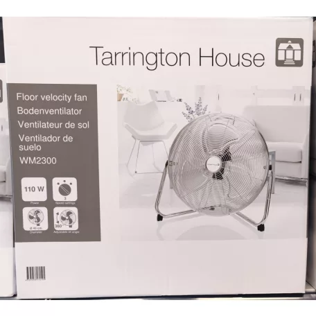 Tarrington House WM-2300 nemesacél inox (100% fém) 45cm 110W padlóventilátor, szélgép, alumínium lapátokkal, 3 sebességfokozattal