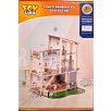   Toy Lino 3 szintes 74 részes XXL fa babaház, 61 x 74 x 56 cm elektromos, világító natúr fa babaház lifttel, bútorokkal, 37 kiegészítővel (838507-2024)