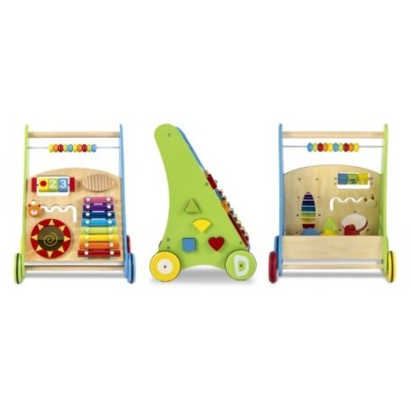 TOBI Toys Fa járássegítő babafoglalkoztatóval - tanító oktató játék xilofonnal, formaberakóval