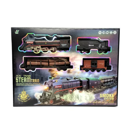 RailRoad 2670 Traim Steam Train li-ion akkus, elektromos vonat szett, prémium gőzmozdony, tehervonat, vasút készlet hanggal, fénnyel és gőzfejlesztővel 92 x 92 cm