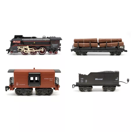 RailRoad 2670 Traim Steam Train li-ion akkus, elektromos vonat szett, prémium gőzmozdony, tehervonat, vasút készlet hanggal, fénnyel és gőzfejlesztővel 92 x 92 cm