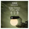   Tesco Outdoor Solar Sensor Wall Light 12 cm nagy fényerejű, falra szerelhető napelemes szolár LED lámpa mozgásérzékelővel, melegfehér, cserélhető 3.7V 1200 mAh 18650 li-ion akkuval