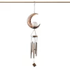  Tesco Outdoor Solar Moon Light napelemes, világító szélcsengő, melegfehér repedezett mintás kristálygömbbel, Hold témával, 5 rúddal 175 x 105 x 1040 mm