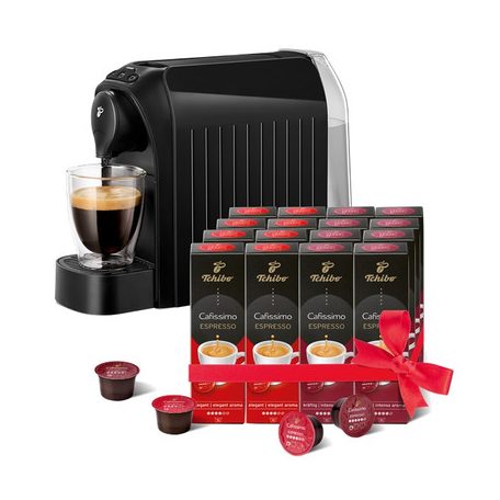 Tchibo Cafissimo Black Easy 108433 fekete kapszulás kávéfőző XL csomagban ajándék 160 db kávékapszulával eszpresszó kávéhoz