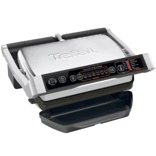   Tefal OptiGrill+ Initial GC706D34 inox 2000W kontaktgrill 6 automata programmal, kiolvasztás funkcióval, súlyméréssel, kivehető sütőlapokkal