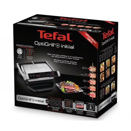 Tefal OptiGrill+ Initial GC706D34 inox 2000W kontaktgrill 6 automata programmal, kiolvasztás funkcióval, súlyméréssel, kivehető sütőlapokkal