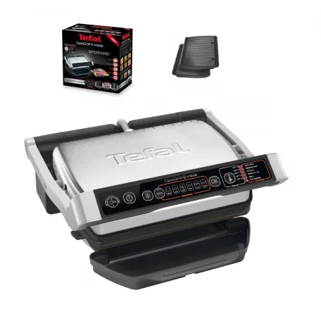 Tefal OptiGrill+ Initial GC706D34 inox 2000W kontaktgrill 6 automata programmal, kiolvasztás funkcióval, súlyméréssel, kivehető sütőlapokkal