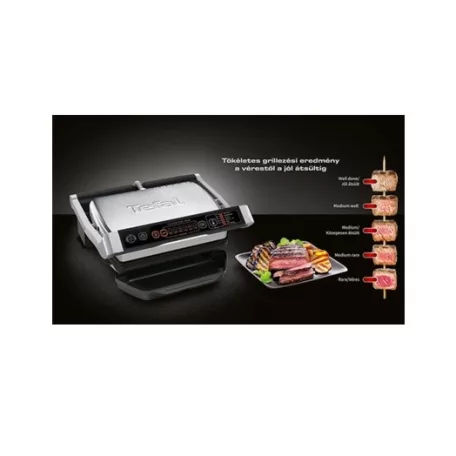 Tefal OptiGrill+ Initial GC706D34 inox 2000W kontaktgrill 6 automata programmal, kiolvasztás funkcióval, súlyméréssel, kivehető sütőlapokkal