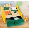   Toy Lino 15 x 10 x 15 cm 36 részes, kreativitás és fantázia fejlesztő fa játék pénztárgép, kassza, kasszagép bankkártya terminállal, kézi szekkenner és érémkkel