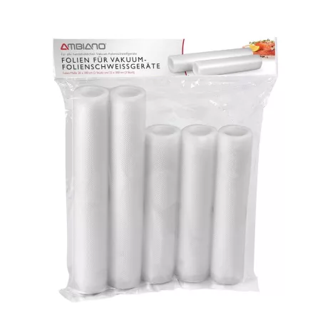 SilverCrest / Ambiano Tripla Maxi Pack sous-vide vákuumfólia, 5 tekercs + 75 tasak csomagolófólia fóliahegesztőhöz (3 x 22 x 300 cm + 2 x 28 x 300 cm tekercs + 50 db 15x25 cm és 25 db 25x30 cm tasak)